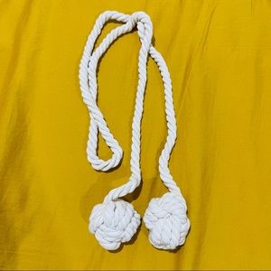 Rope braided curtain tie back